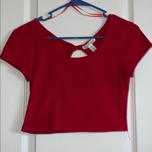 Red cropped top
